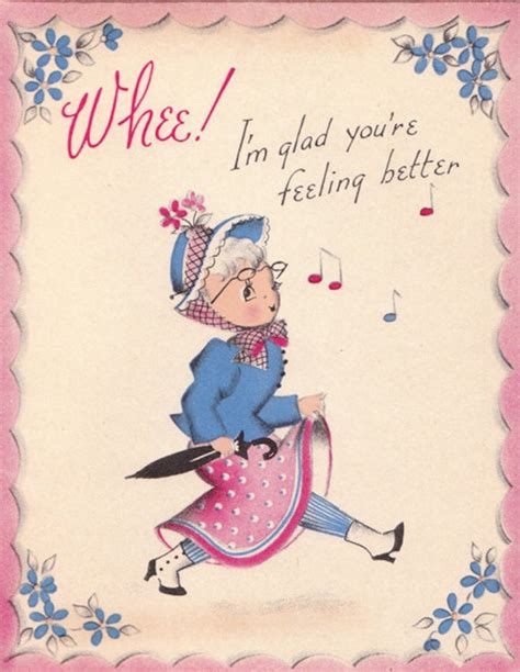 Items Similar To Vintage 1940s Whee I M Glad You Re Feeling Better Greetings Card B50a On Etsy