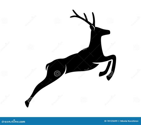 Jumping Deer Vector Silhouette Stock Vector Illustration Of Hunt Horned 78125699