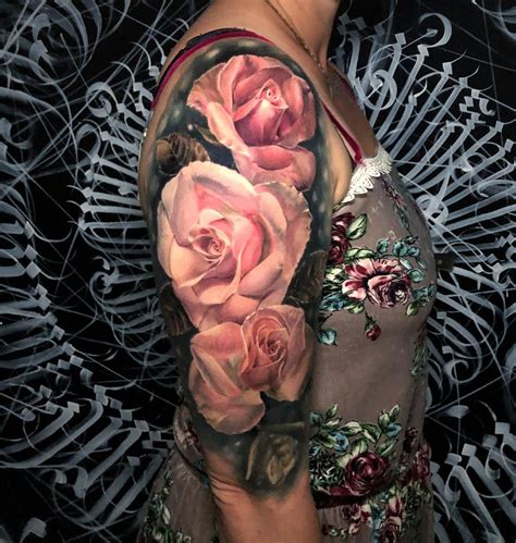 Half Sleeve Rose Tattoos For Women