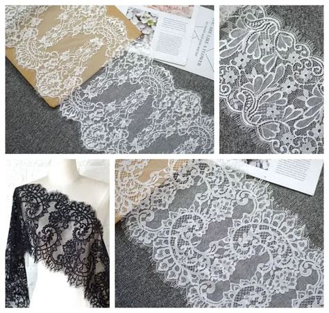 6meters Lot White Black Eyelashes Lace Trim Fabric Flower DIY Crafts