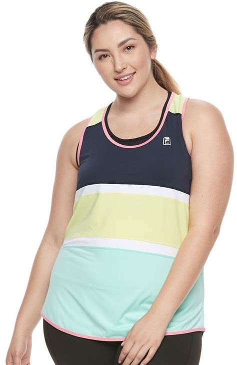 Fila Sport Plus Size Fila Sport® Stripe Block Tank Top Tank Tops Tops Athletic Tank Tops