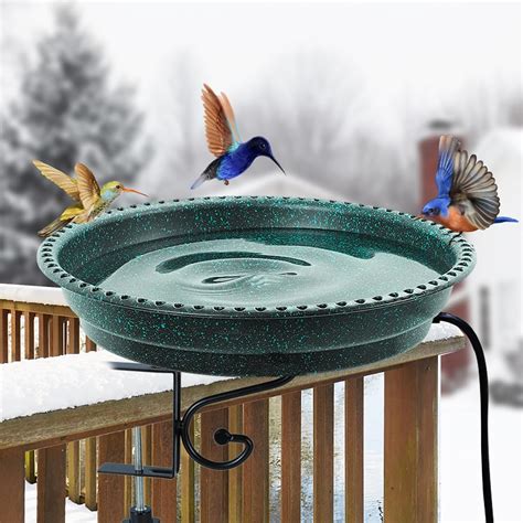 Feemiyo Heated Bird Bath For Outdoors For Winter W Deck Mounted