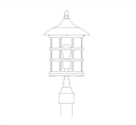 Linterna Encima De Un Poste De Luz Dwg Bloque Cad Descarga