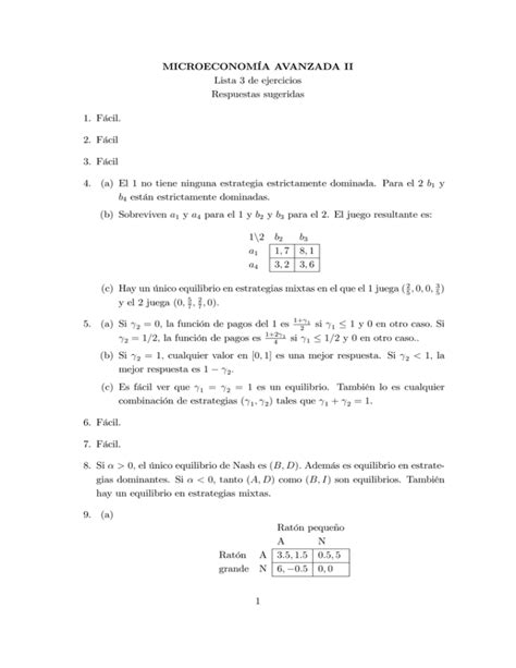 MICROECONOM A AVANZADA II Lista 3 De Ejercicios