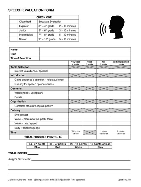 Fillable Online Free 10 Sample Speech Evaluation Forms In Pdfms