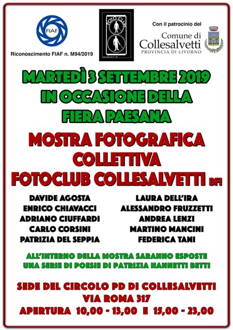 Mostra Fotografica Collettiva Fotoclub Collesalvetti Bfi