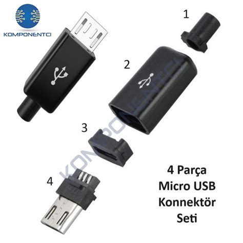 Ic A Mikro Usb Erkek Seyyar Kapakl Komponentci