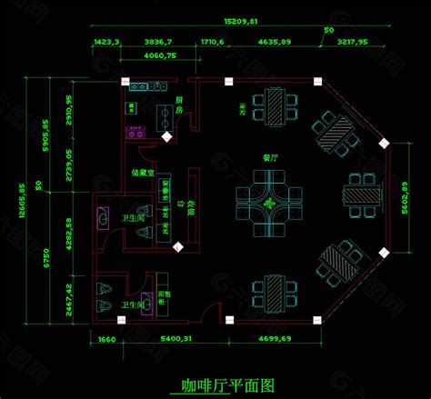 咖啡厅平面图cad图纸装饰装修素材免费下载图片编号5555644 六图网