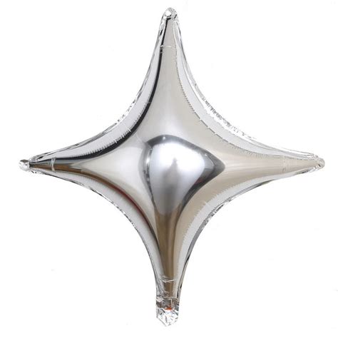 Pack Silver Star Shape Foil Mylar Balloons Point Quadrangle