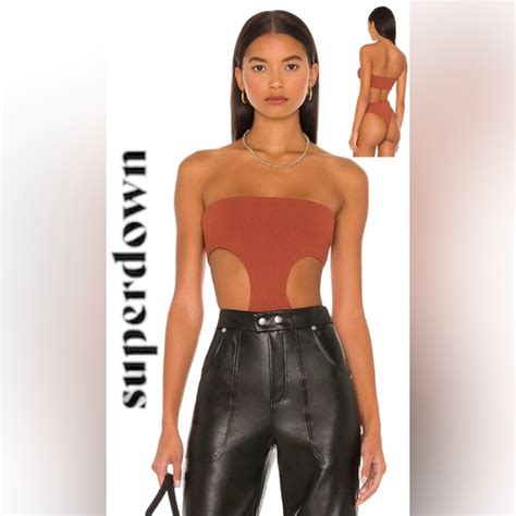 Superdown Tops Nwt Revolve Superdown Darcey Cut Out Bodysuit In Rust Poshmark