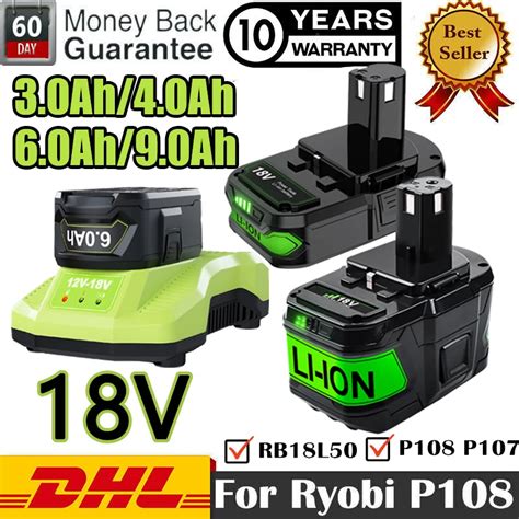 P108 Rb18l20 For Ryobi 18v Lithium Ion Battery For Ryobi One P102 P103