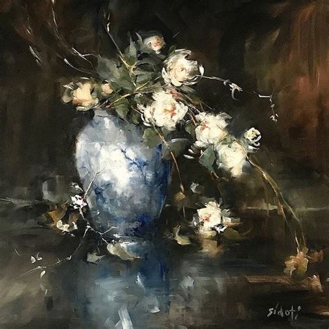 Peaches And Cream Ii 30x30 By Rosalie Sidoti Flower Art Painting