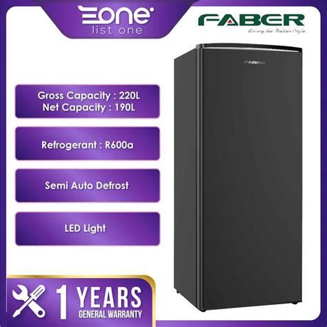 Faber L Single Door Refrigerator Semi Auto Defrost Lusso Bk