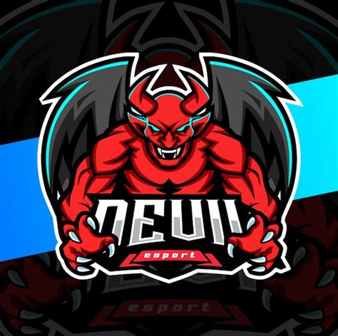 Diseño de logotipo esport mascota del diablo Vector Premium