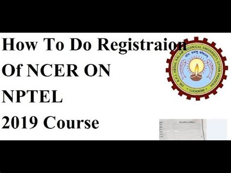 How To Do Ncer Registration On Nptel Course Youtube