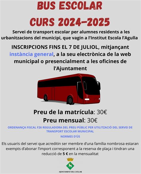 Inscripciones Transporte Escolar El Catllar