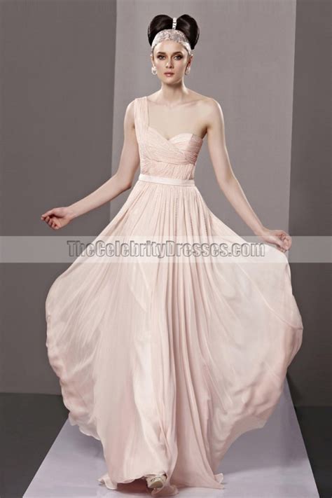 Pearl Pink One Shoulder A Line Prom Gown Evening Dresses