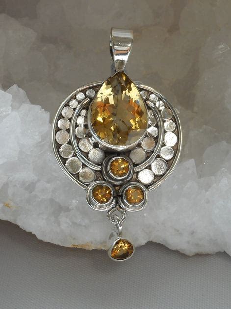 Citrine Quartz And Sterling Ajc Signature Pendant 1 Andrea Jaye