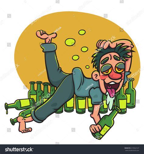 Cartoon Happy Drunk Man Lying On Stock Vector 319562147 Shutterstock