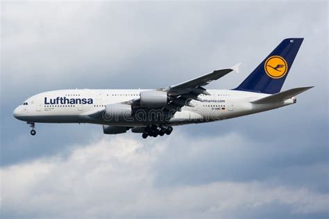 Lufthansa Airbus A380 D Aimc Passenger Plane Landing At Frankfurt