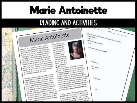 French Reading Comprehension Activity Marie Antoinette Teaching