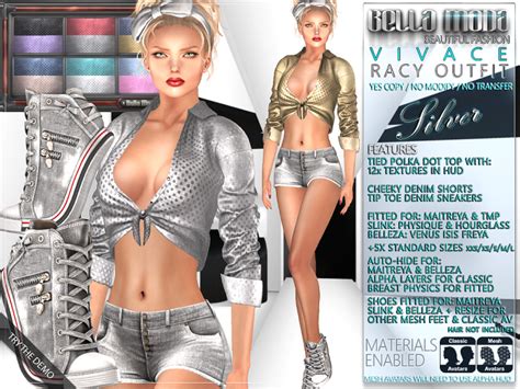 Second Life Marketplace Bella Moda Vivace Silver Racy Outfit