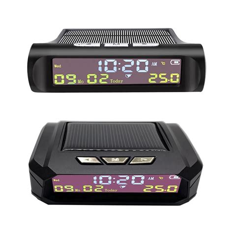 Vodool Solar Car Digital Clock With Lcd Time Date In Car Temperature