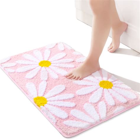 Qjhomo Pink Bathroom Rugs
