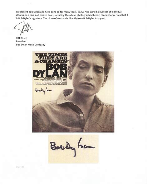 Lot Detail Bob Dylan Signed Album The Times They Are A Changin