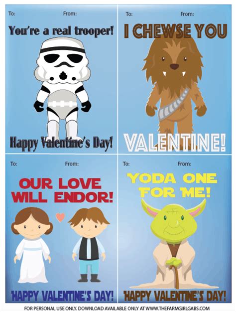 Printable Star Wars Classroom Valentine Cards - The Farm Girl Gabs®