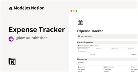 Expense Tracker Modèle Notion