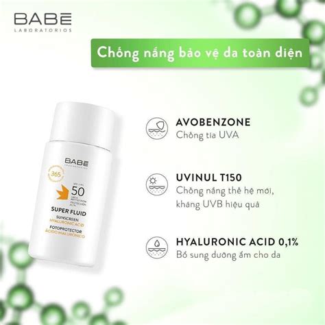 Kem Ch Ng N Ng Babe Super Fluid Sunscreen Hyaluronic Acid Spf Dr