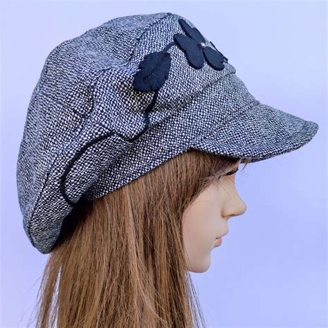 Newsboy Cap For Women Bakerboy Hat Embroidered Leaves Flowers Womens Lined Cozy Autumn Baker Boy