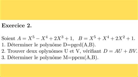 algèbre 1 examen les polynômes TD ibn tofail SMPC SMIA ENSA MIPC