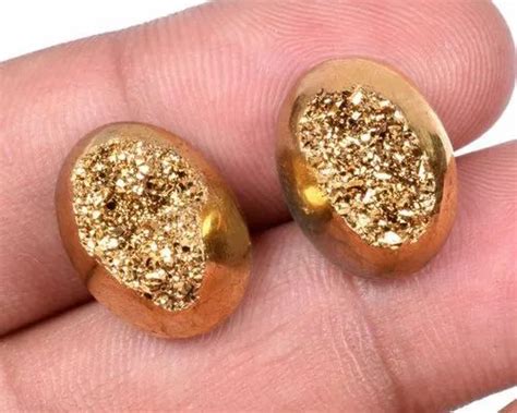 Kalpshri Exports Gold Titanium Druzy Stone For Making Jewelry