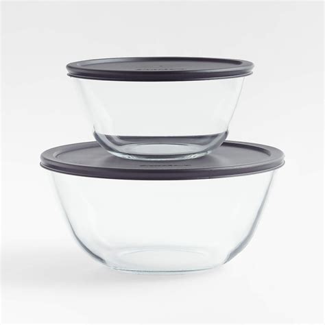 Kitchen Glass Bowls with Lids, Set of 2 + Reviews | Crate & Barrel