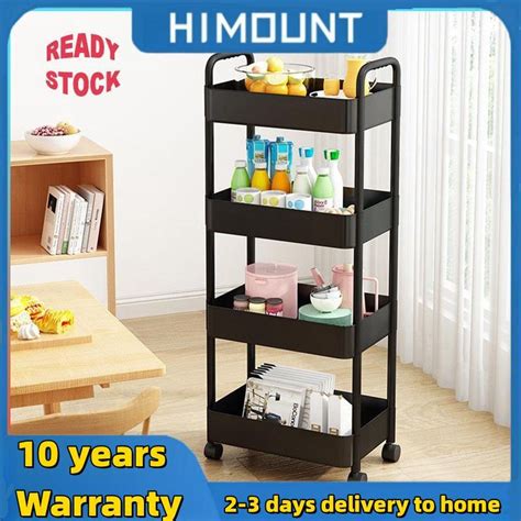 Tier Multifunction Storage Trolley Rack Office Shelves Home Kitchen