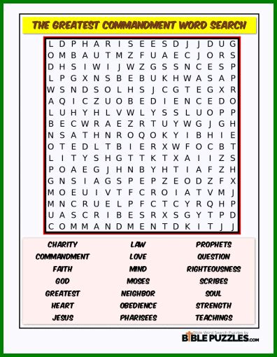 The Greatest Commandment Bible Word Search Puzzle Biblepuzzles