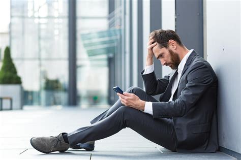 Premium Photo Depressed Bankrupt Man Crying Near Office Outdoors