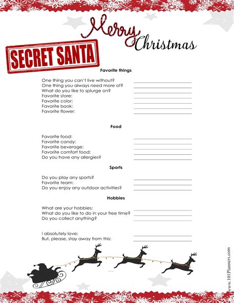 Secret Santa List Template Word Printable Word Searches