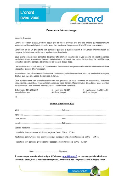 Bulletin d adhésion adhérents Usagers 2021 docx DocDroid