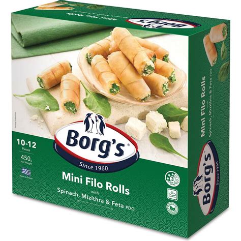 Borg S Mini Filo Rolls Spinach Mizithra Feta G Woolworths