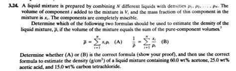 Solved A Liquid Mixture Is Prepared By Combining N Different Chegg