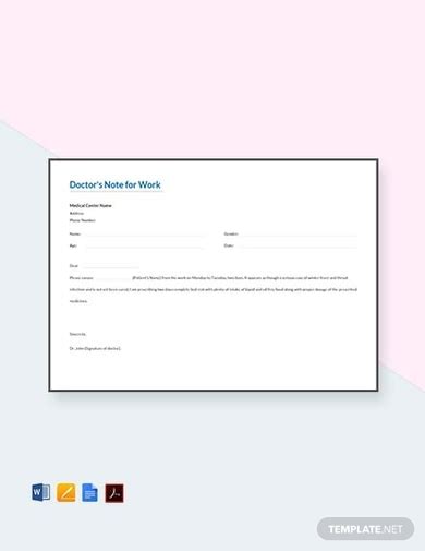 Doctors Note To Return To Work Template