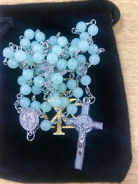 Saint Benedict Glow In The Dark Rosary Etsy