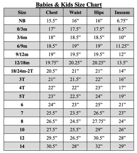 Measurement Chart For Women