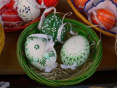 Hand Decorated Easter Eggs At Easter Market Slovakia