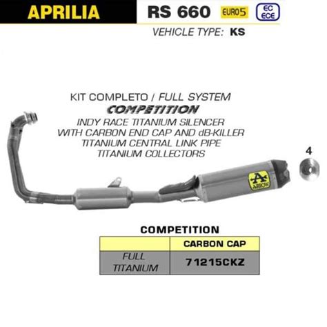 Echappement Complet Arrow Comp Tition Titane Aprilia Rs