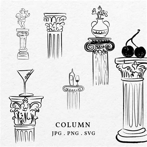 Doodle Column Greek Roman Architecture Illustration Bundle SVG PNG Hand ...