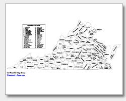 Printable Virginia Maps | State Outline, County, Cities